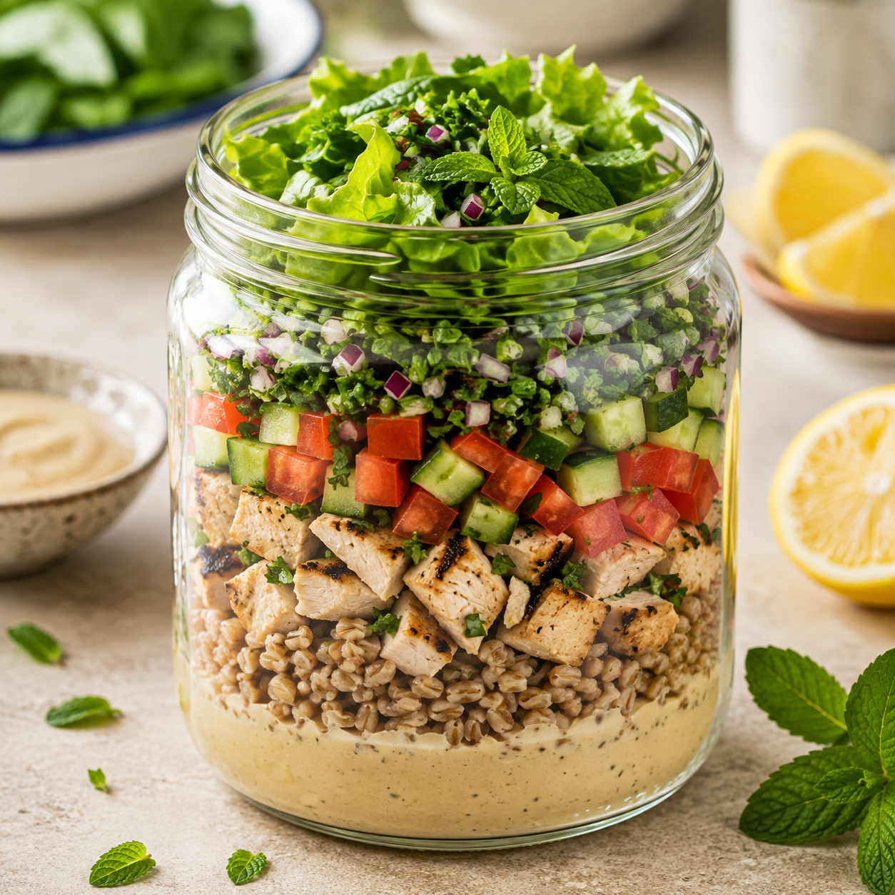 Salada Árabe de Frango com Tabule