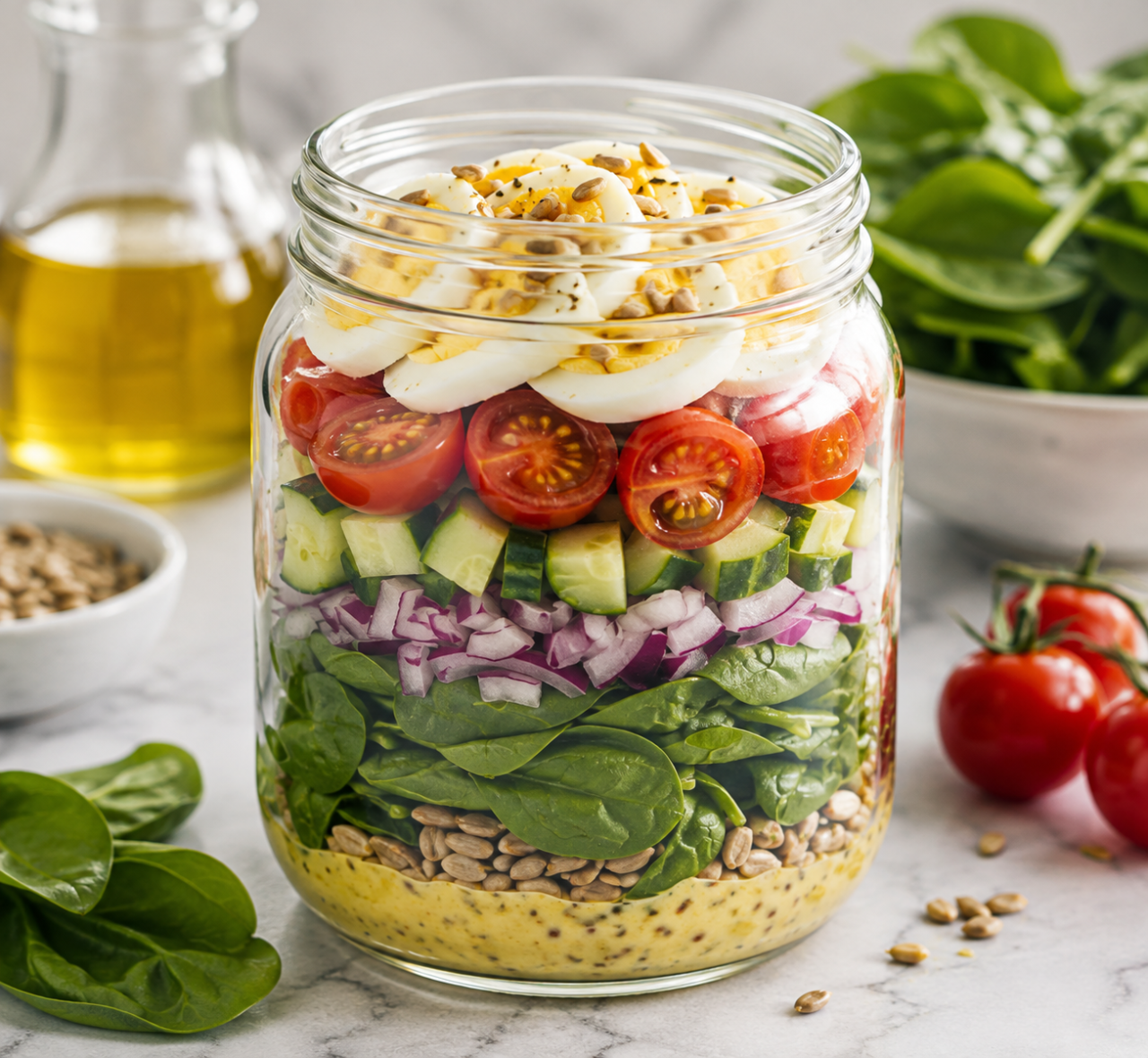 Salada de Ovo com Espinafre
