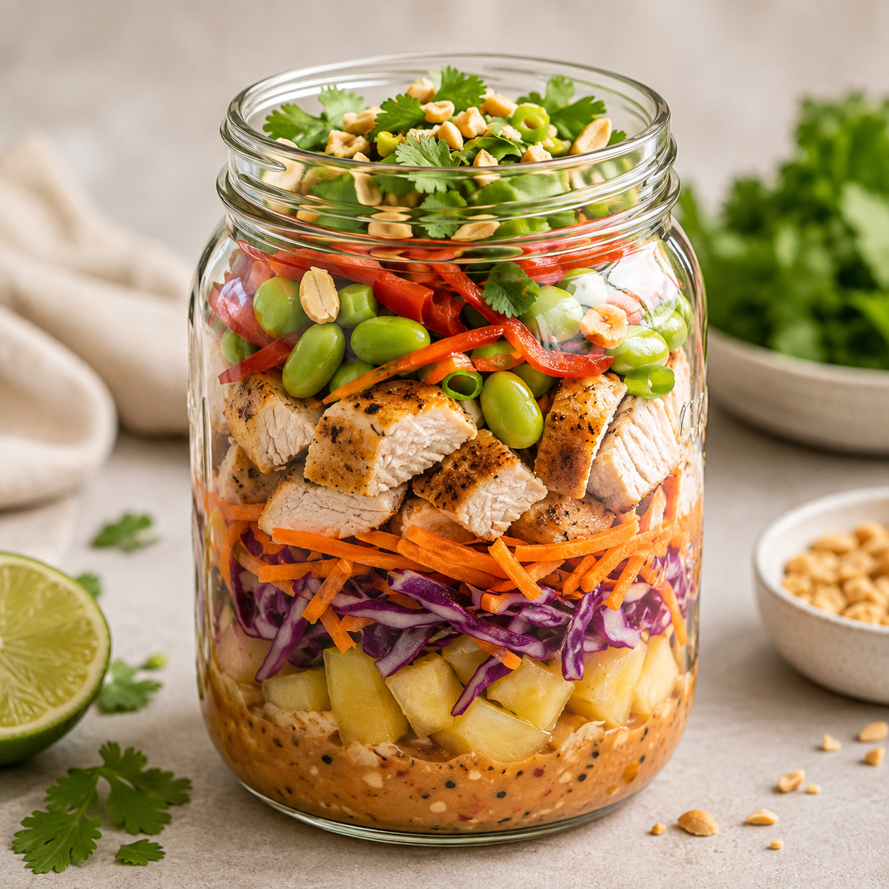 Salada Tailandesa de Frango com Amendoim