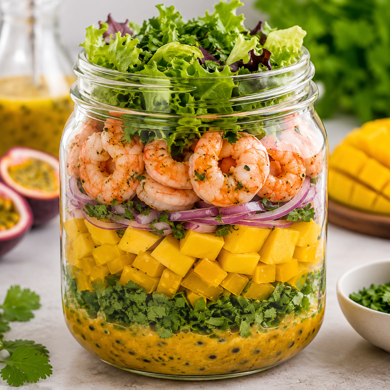 Salada Tropical de Camarão e Manga