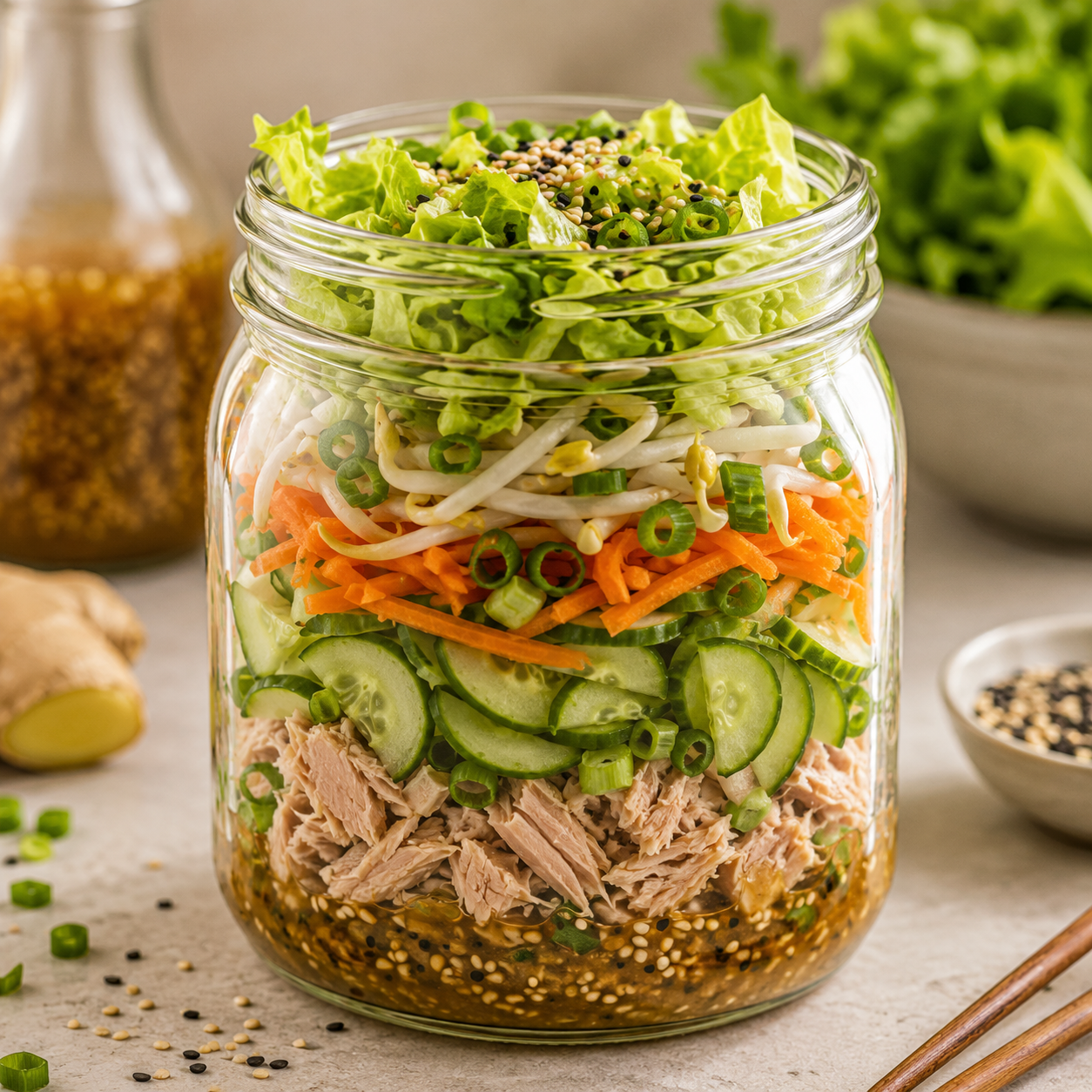 Salada Asiática de Atum e Gergelim